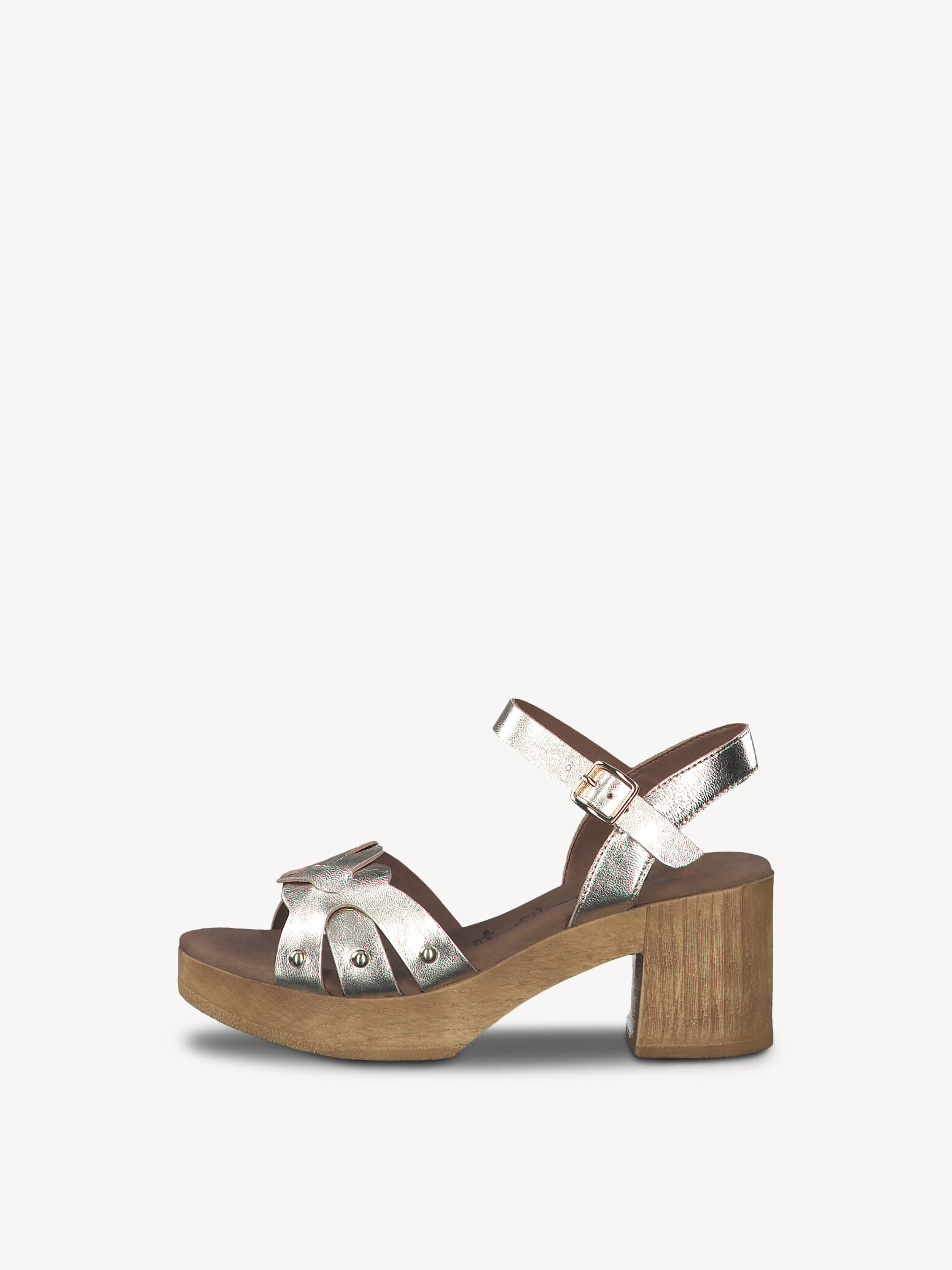 Sandale à talon en cuir - métallique