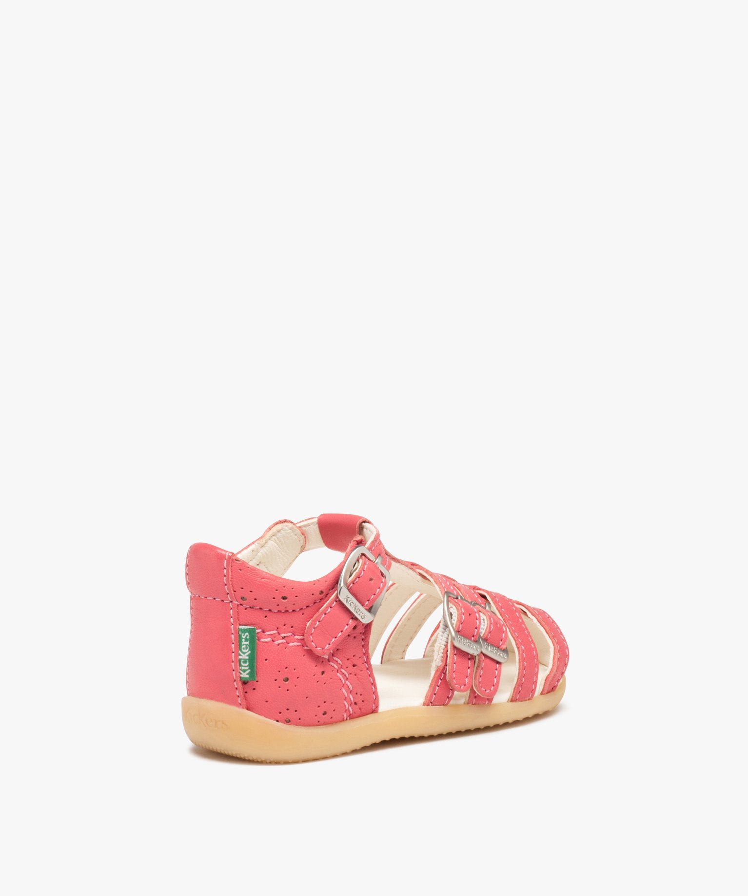 Sandales bébé fille en cuir uni avec brides à boucle - Ki... rose | GEMO