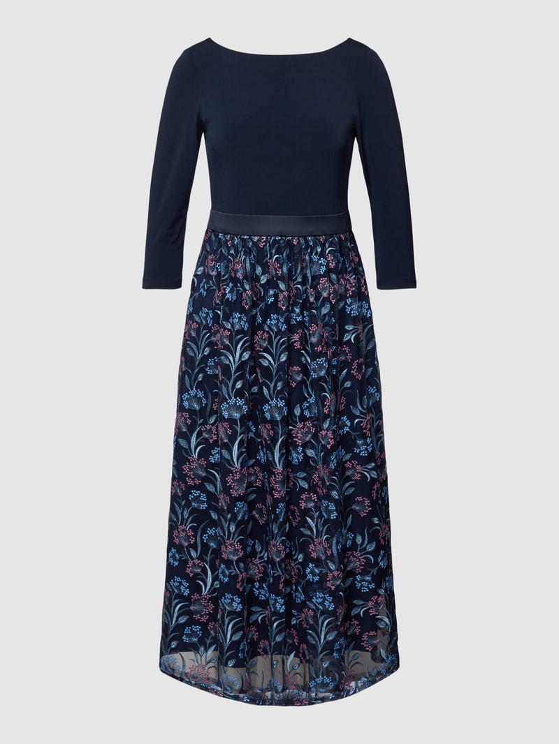 Blusenkleid mit Allover-Muster in dunkelblau
