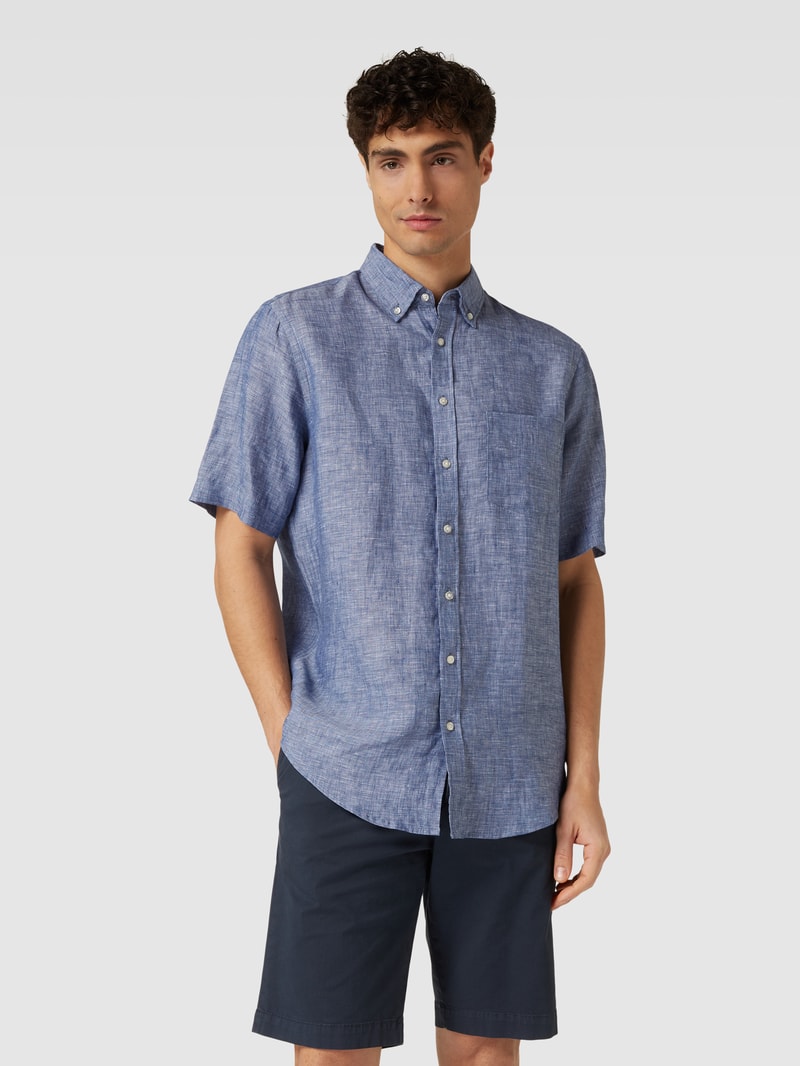 Freizeithemd mit Button-Down-Kragen in rauchblau