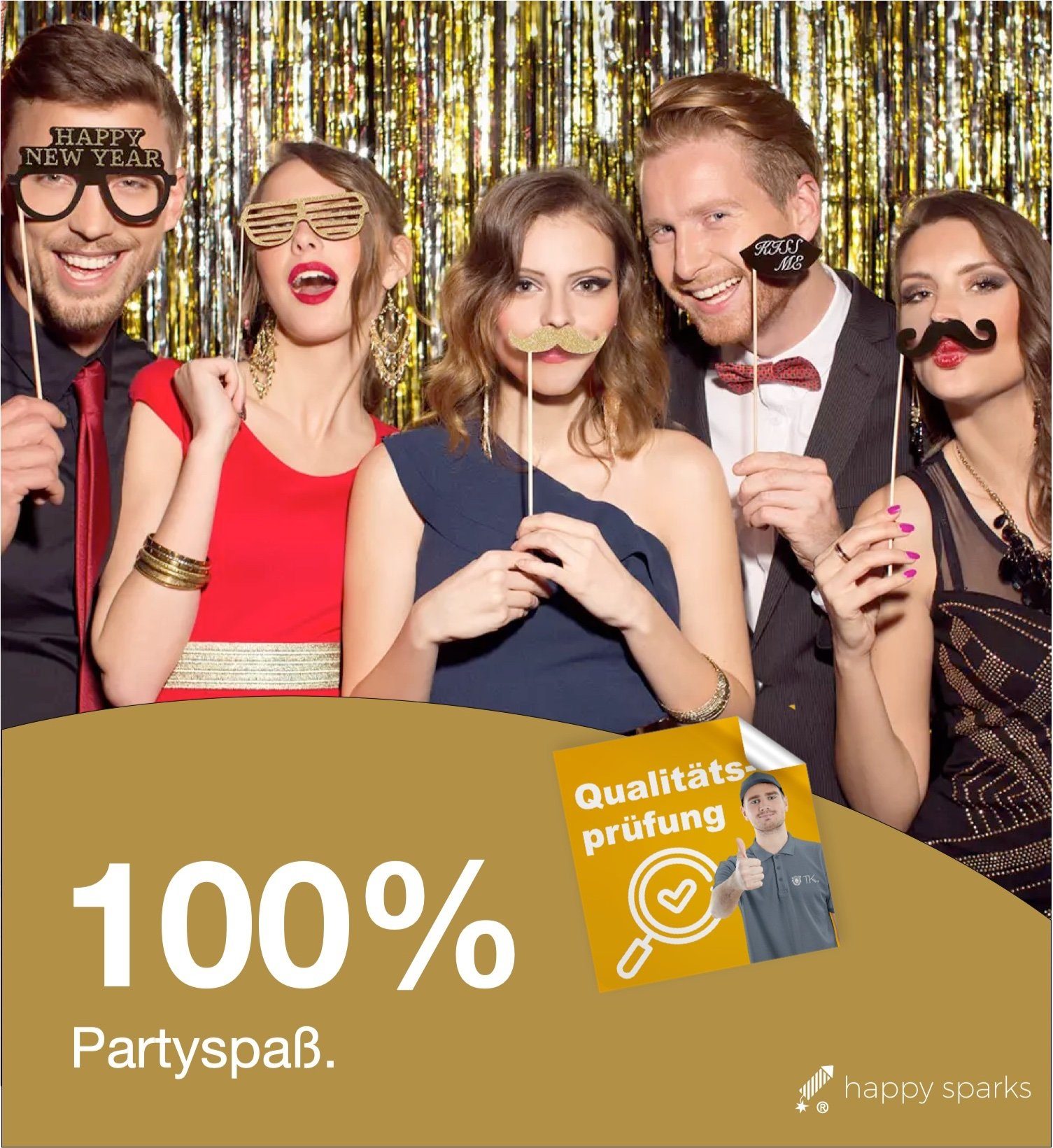 happy sparks® Hängedekoration XXL Silvester Deko 2024 Set - Happy New Year - Neujahrsdeko (1 St)