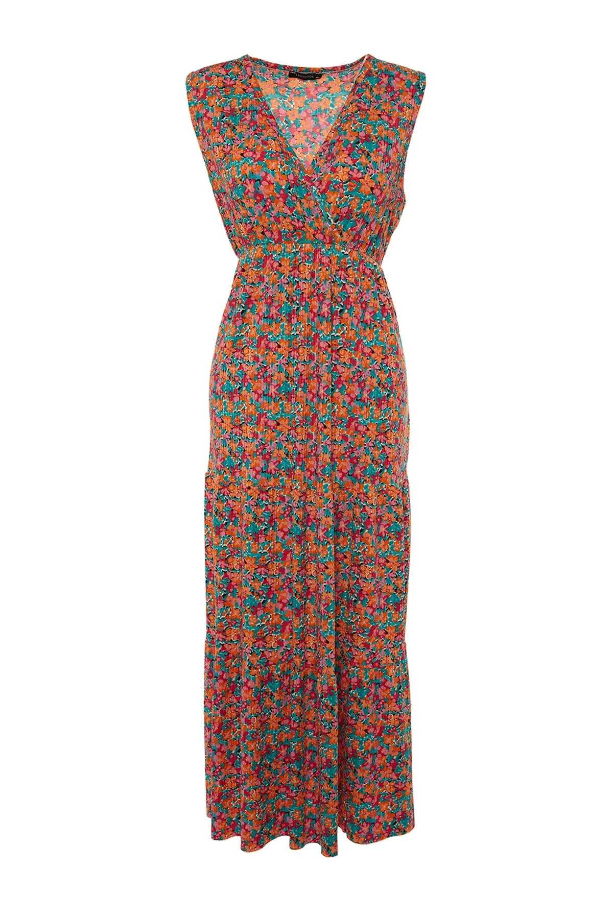 Trendyol Curve  Mehrfarbiges A-Linien-Strickkleid mit Blumenmuster TBBSS22AH00010