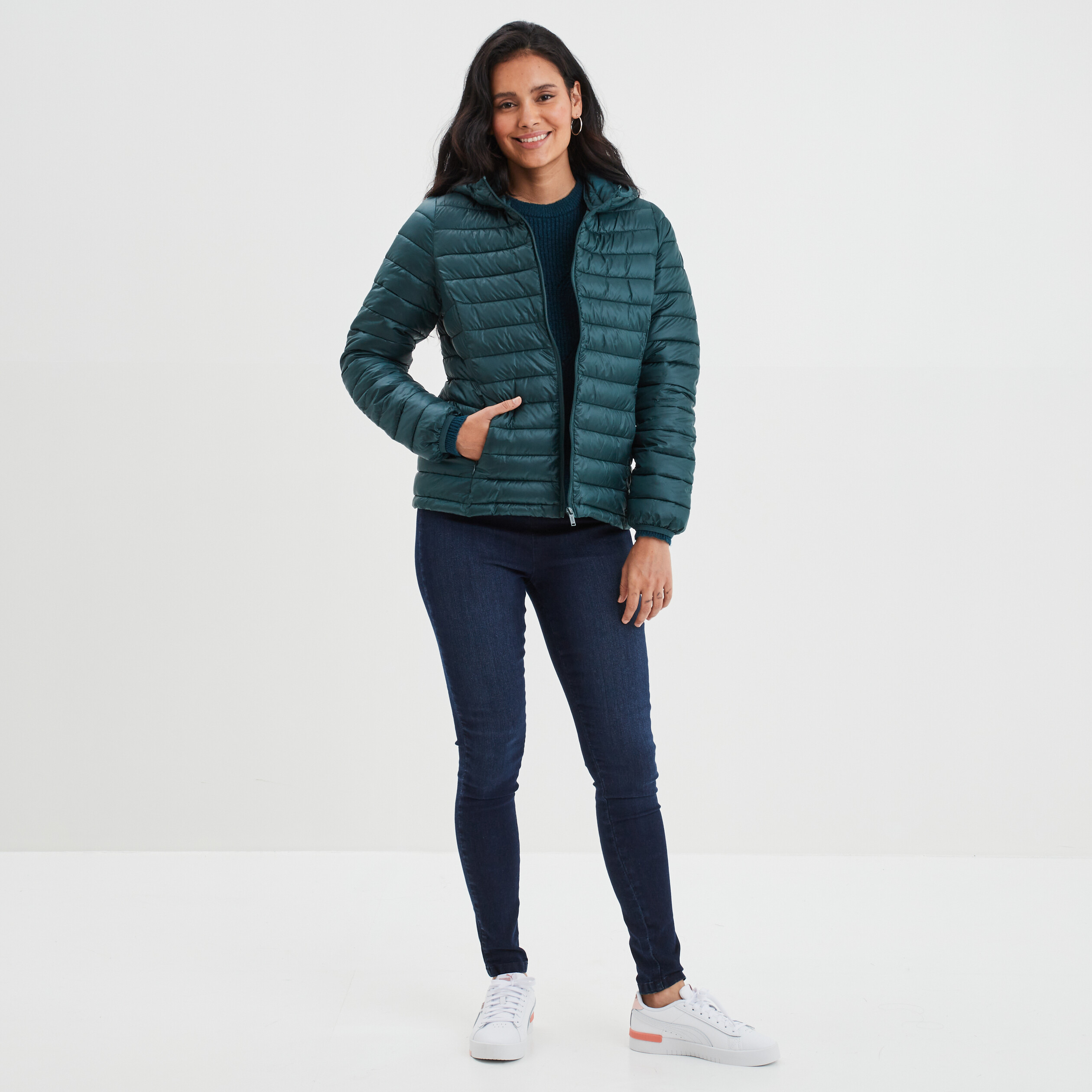 Pull avec détails ajourés bleu canard femme | La Halle