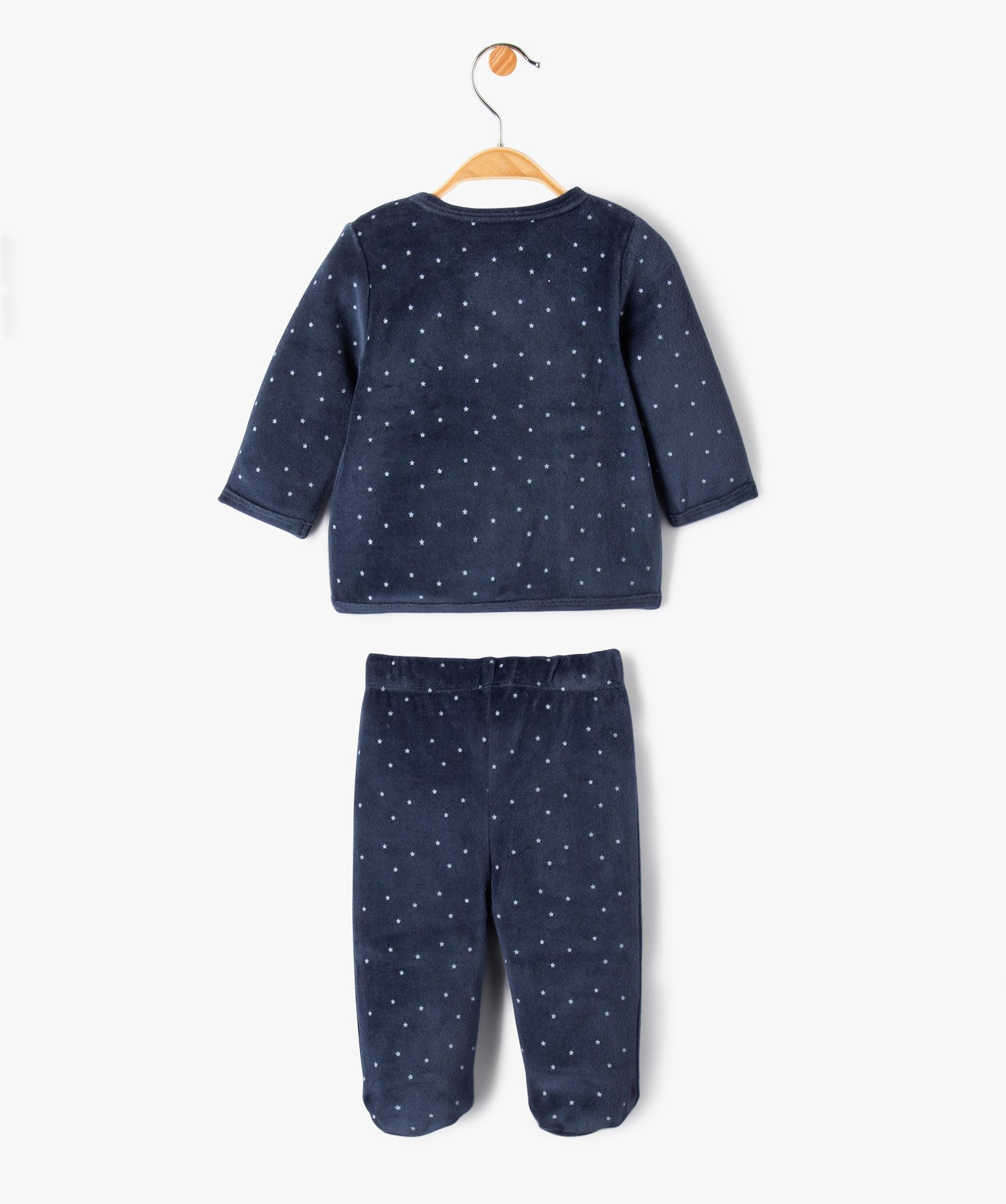 Pyjama bébé 2 pièces en velours à motifs étoiles marine | GEMO