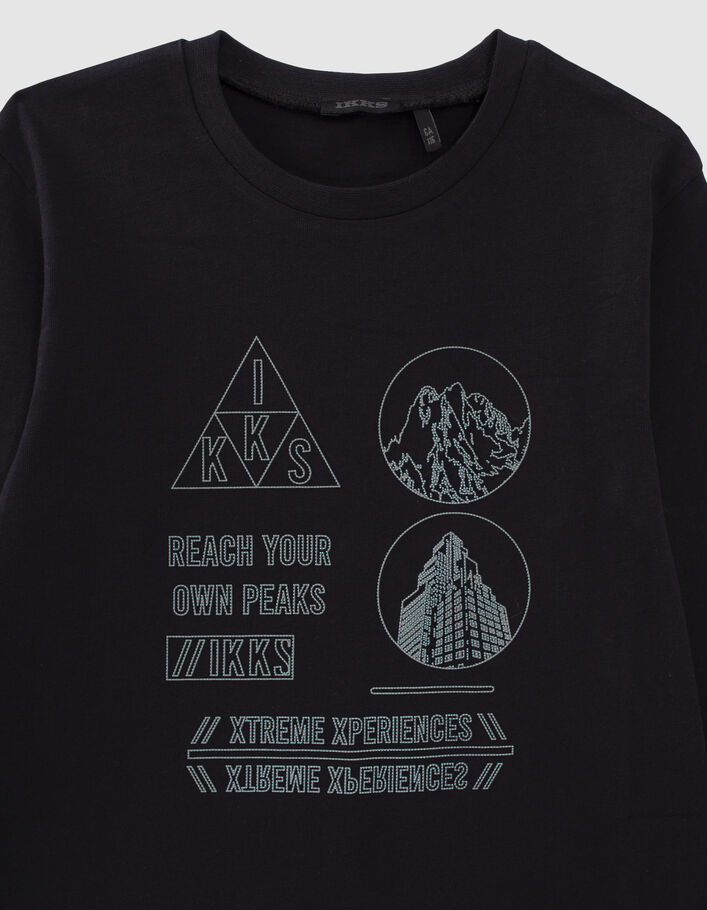 T-shirt noir bio visuels encre picots réfléchissants garçon
