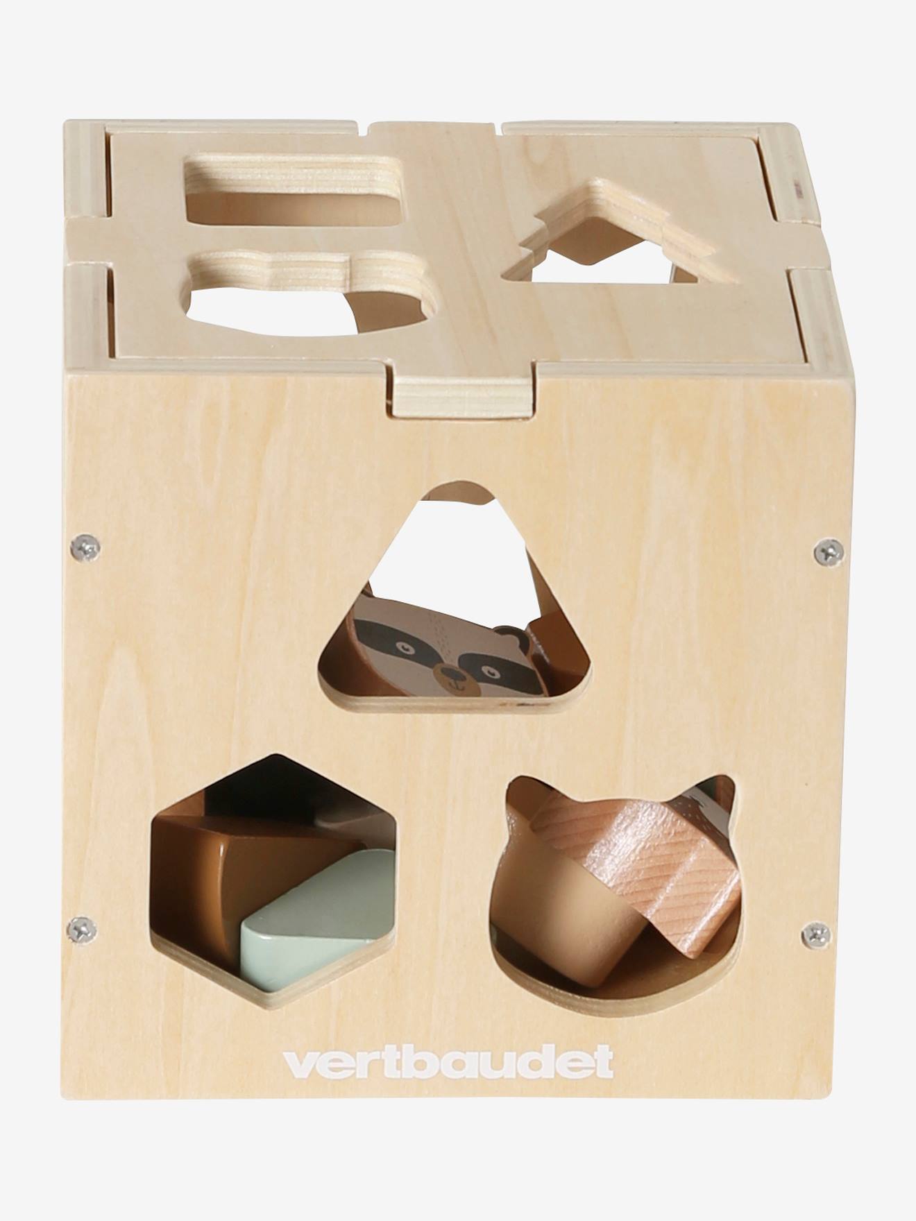 Vertbaudet Formen-Sortierbox GRÜNER WALD, Holz FSC - mehrfarbig