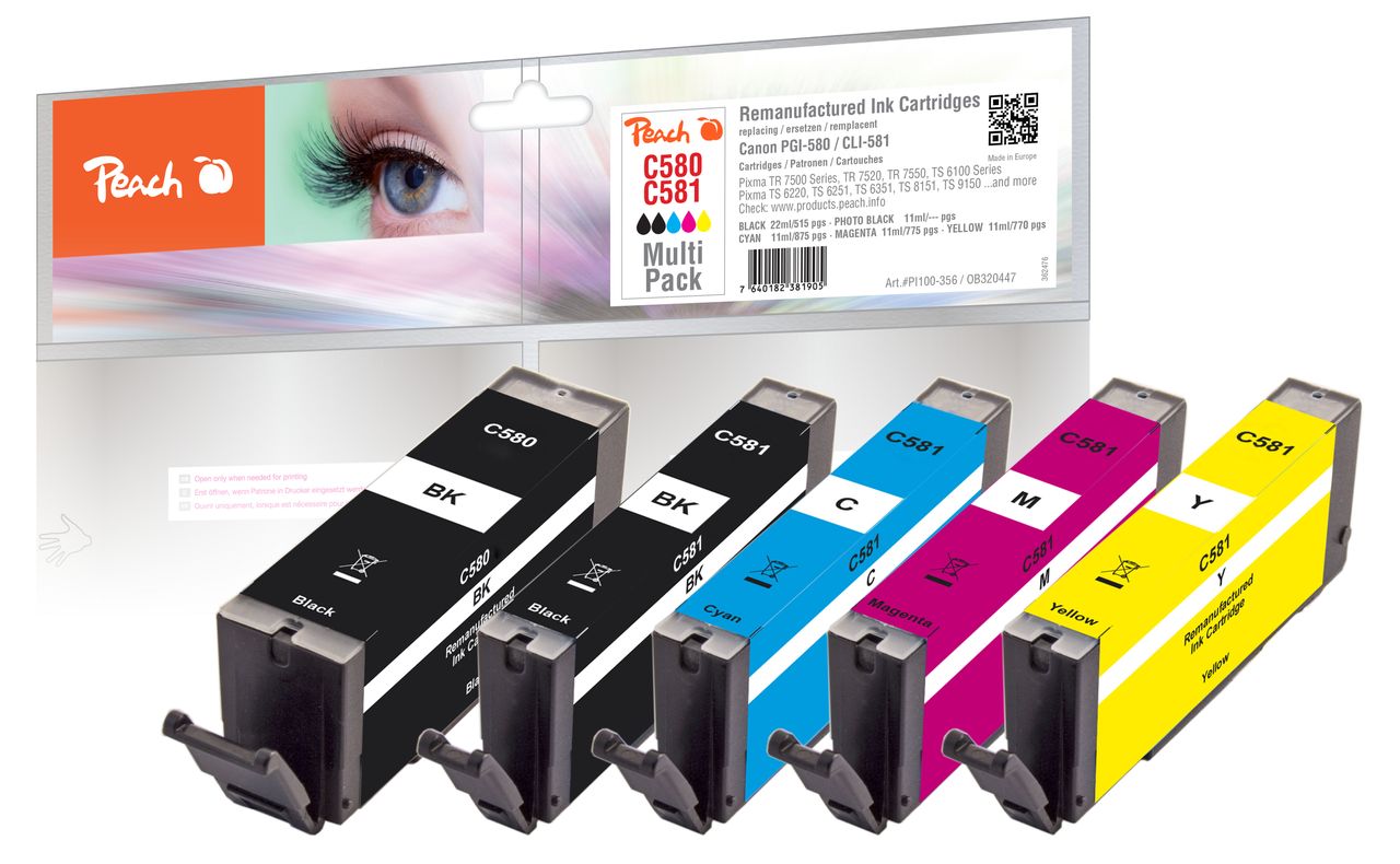 Peach Spar Pack Tintenpatronen ersetzt Canon PGI-580, CLI-581
