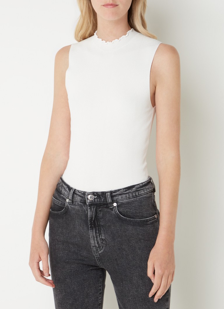 HUGO BOSS Swilk Fine Knit Sleeveless Top with Rib Structure