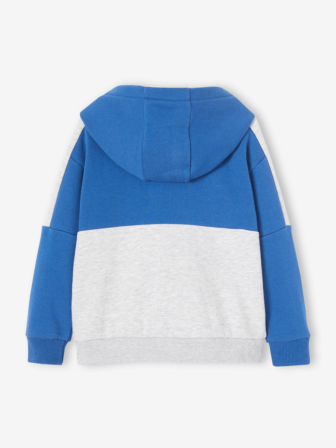 Sweat zippé à capuche effet colorblock sport garçon vert