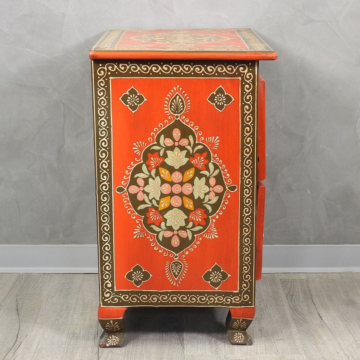 Oriental Galerie Mehrzweckschrank Kommode mit zwei Schubladen Indien Rot Bunt 52 cm Handarbeit