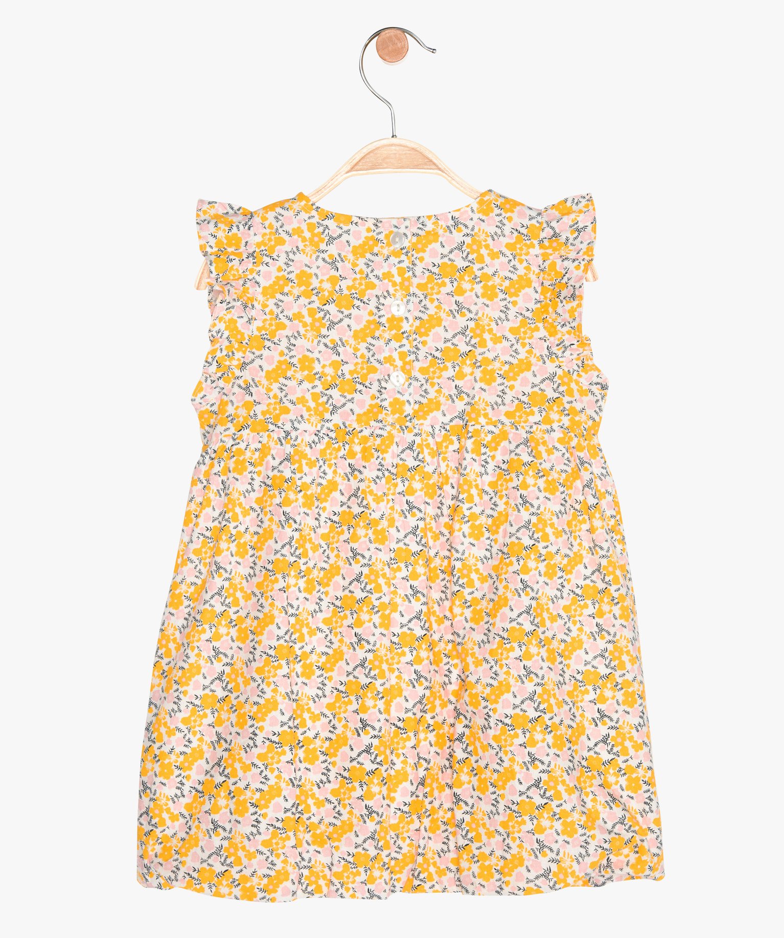 Robe bébé fille à motifs fleuris avec emmanchures à volants multicolore | GEMO