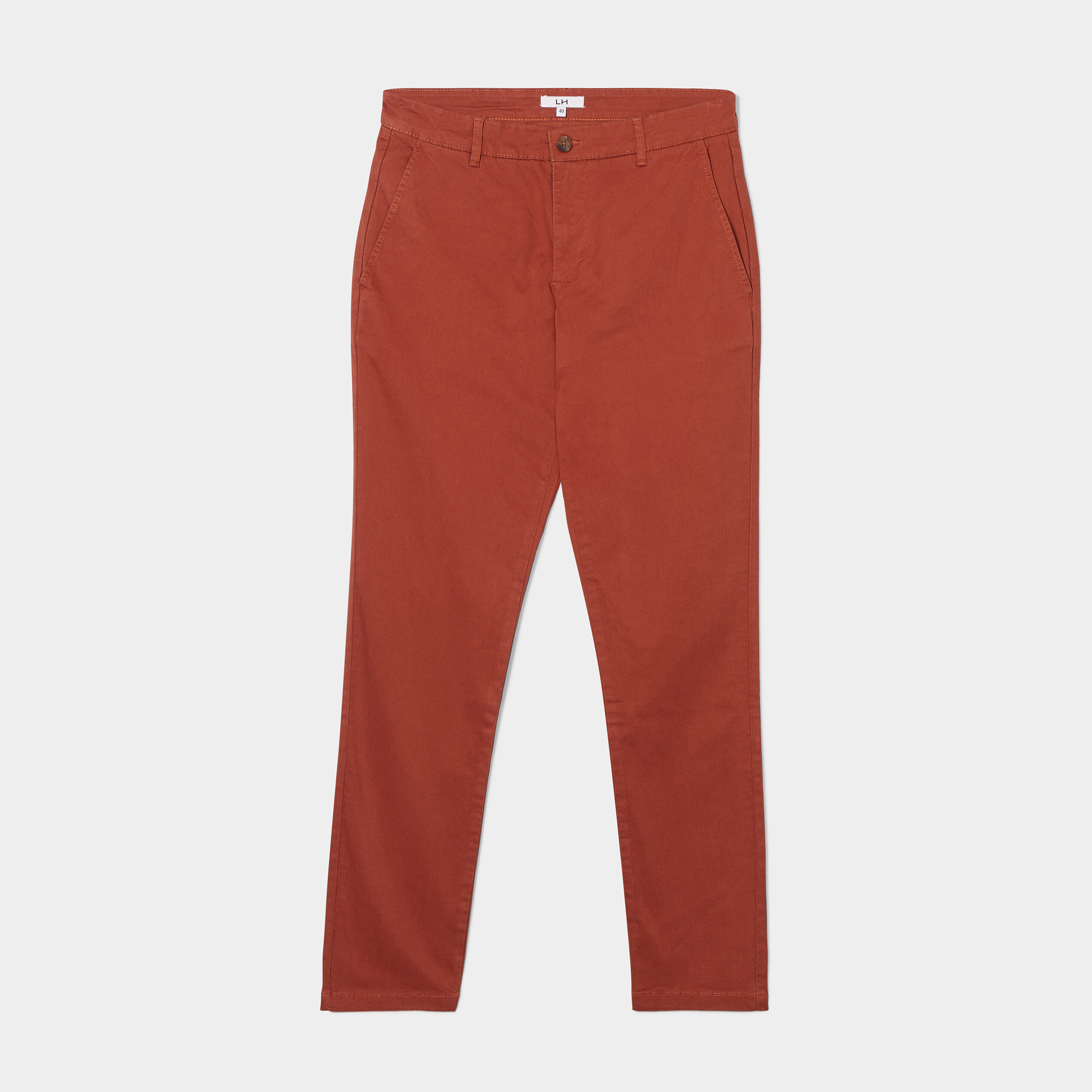 Pantalon chino slim coton marron foncé homme | La Halle
