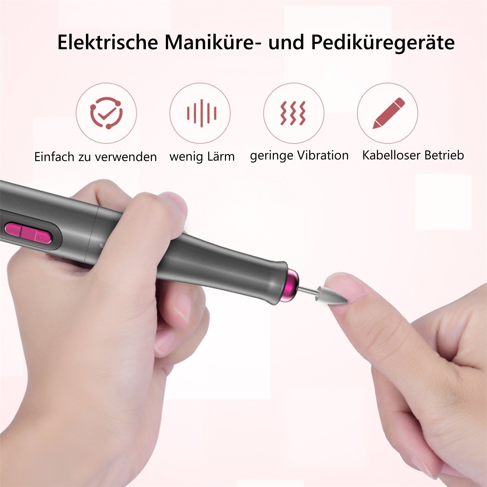 CkeyiN Maniküre-Pediküre-Set 12 In 1 Professionell Elektrische Nagelfräser, 20.000 U/min, 5 Geschwindigkeiten, Digitalanzeige