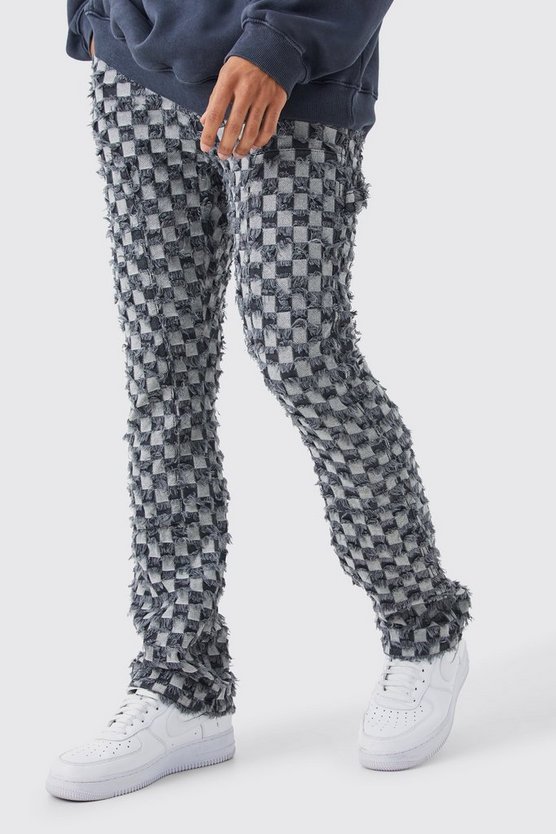 Karierte Slim-Fit Schlaghose