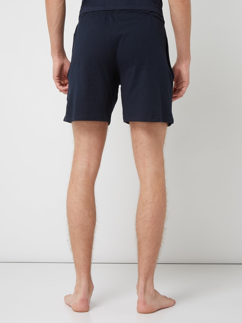 Sweatshorts mit Karomuster Modell 'Boxer' in marineblau