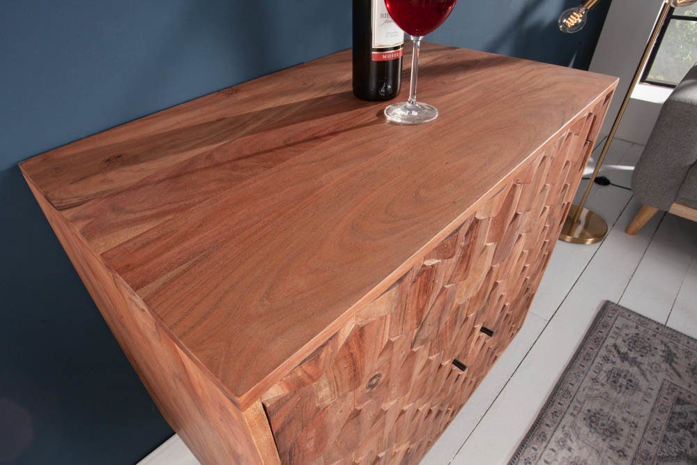 riess-ambiente Barschrank MYSTIC LIVING 76cm natur (1-St) Massivholz · Weinschrank · Wohnzimmer · Hausbar · Retro · Akazie