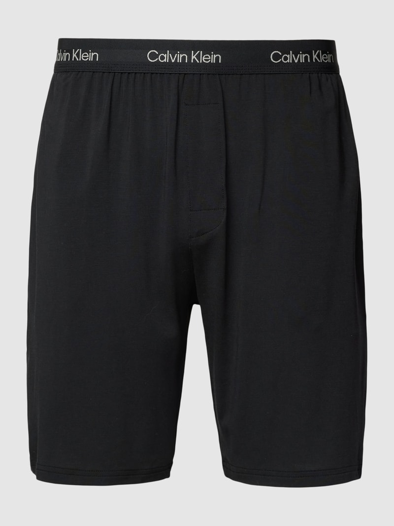 Pyjama-Shorts mit Label-Details in schwarz