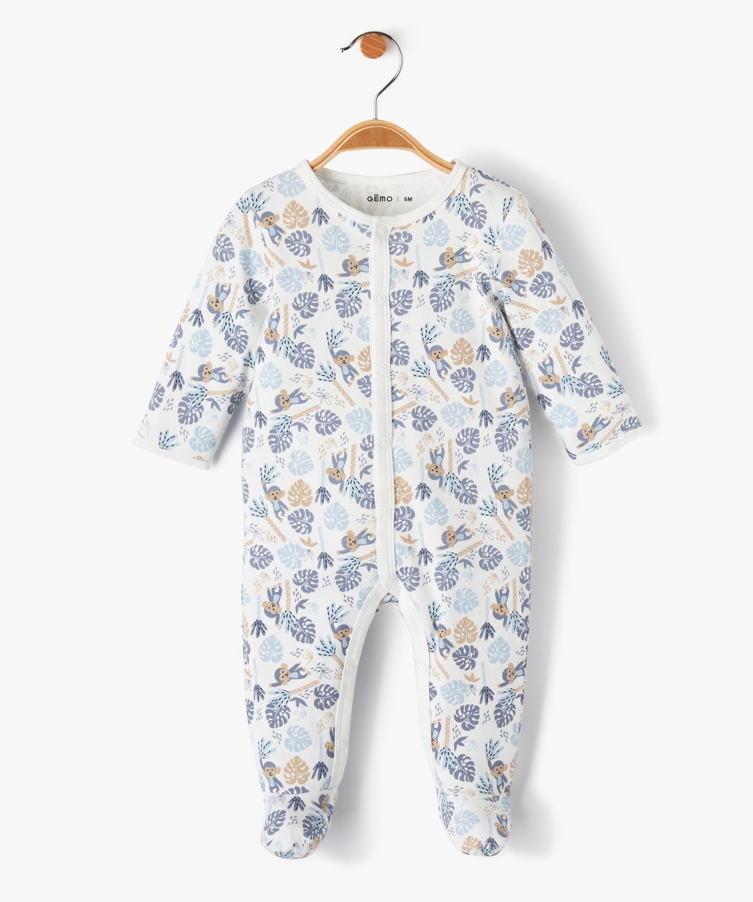 Pyjama bébé en jersey à fermeture ventrale pressionnée e... ecru | GEMO