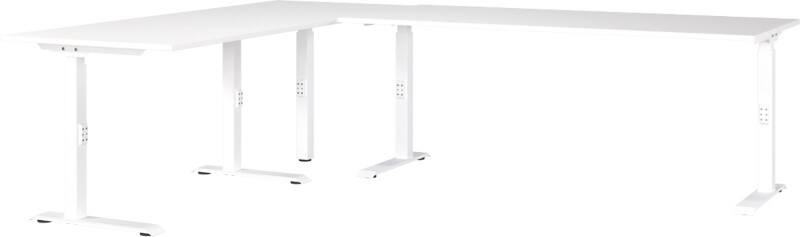GERMANIA Eckschreibtisch Spanplatte, Metall Weiß C-Fuß 2.400 x 2.200 x 910 mm