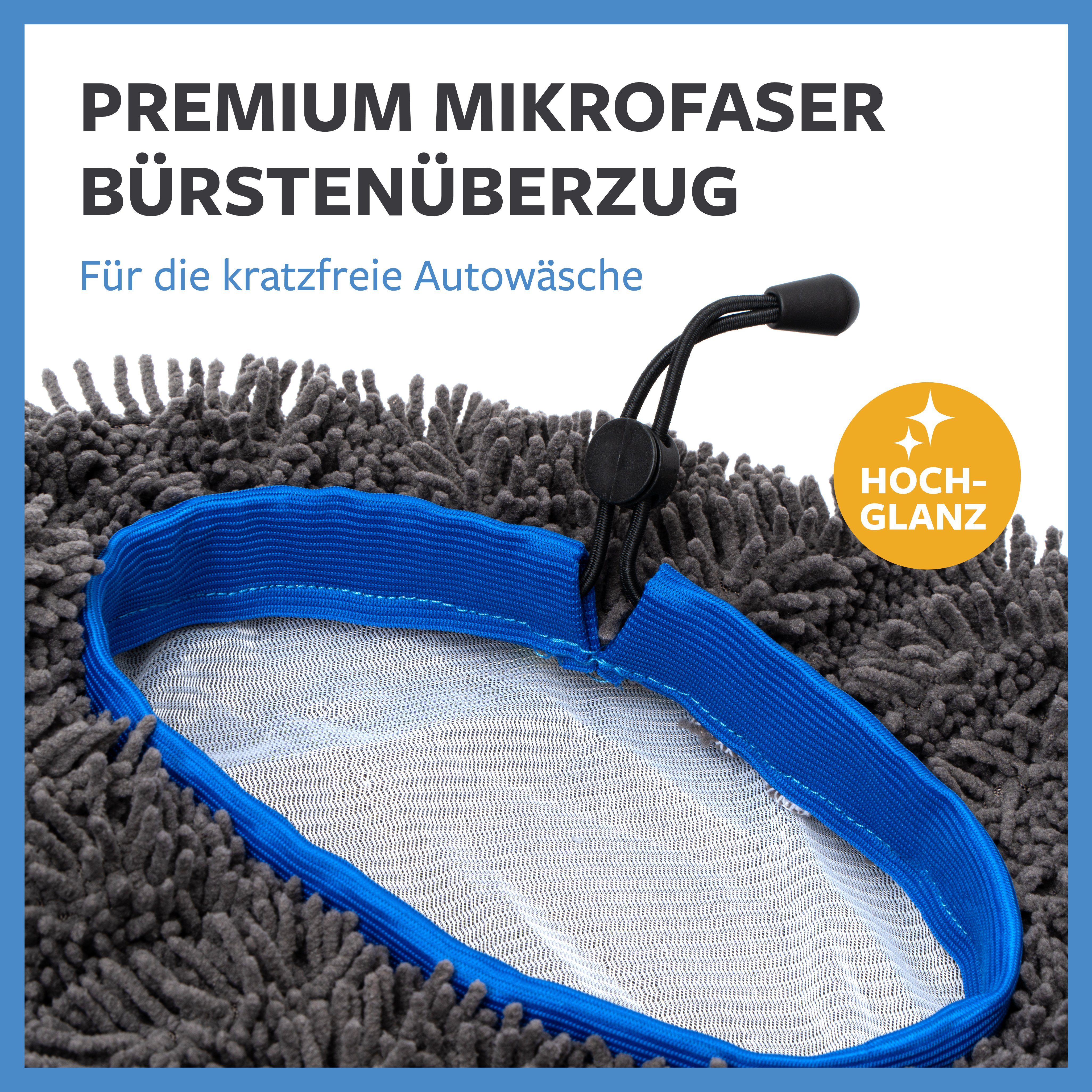CARBIGO Autowaschbürste Mikrofaser Bürstenüberzug 700 GSM Autobürste, Fahrzeugpflege, Felgenreingung, Handpolierschwamm, (1-tlg)