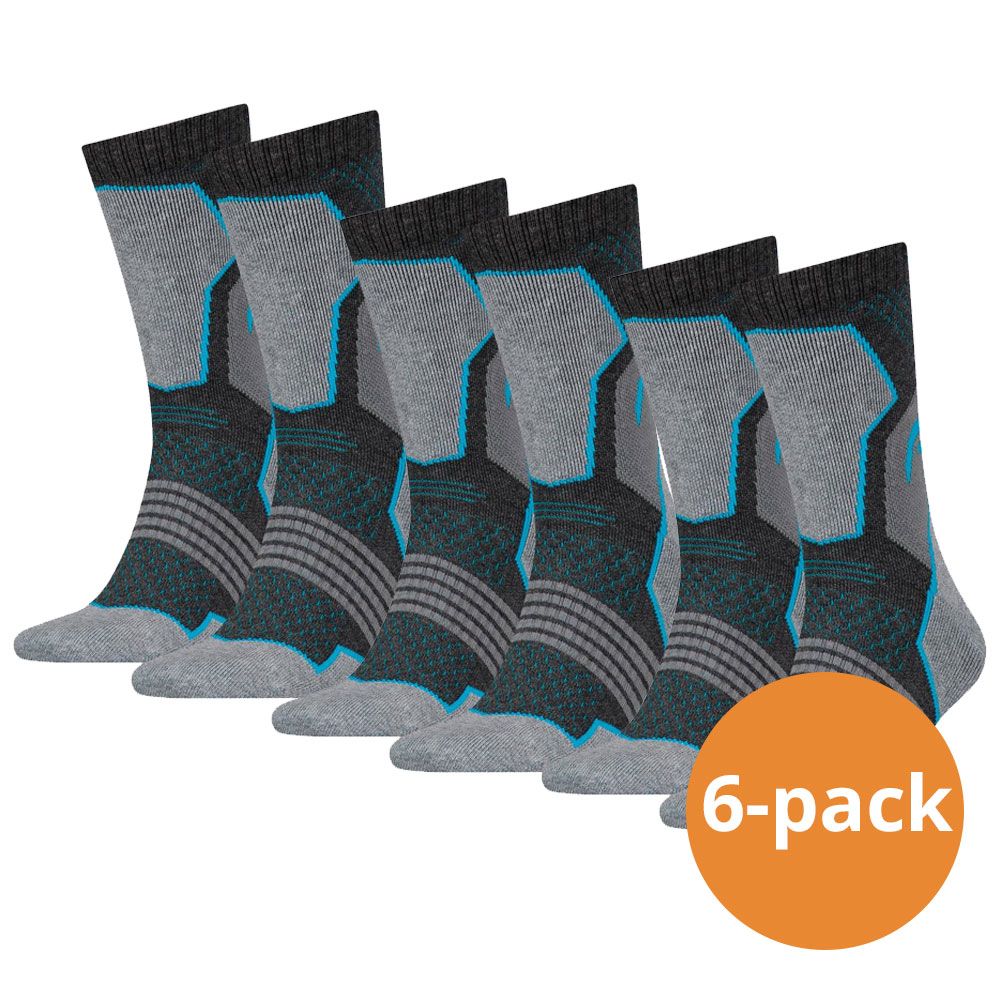 HEAD 6 Paar Hiking Crew Grey/Blue Wandersocken