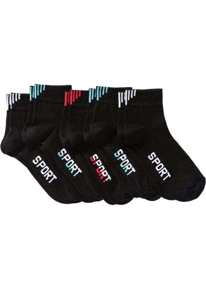 Sportsocken mit Schriftzug (5er Pack) mit Bio-Baumwolle