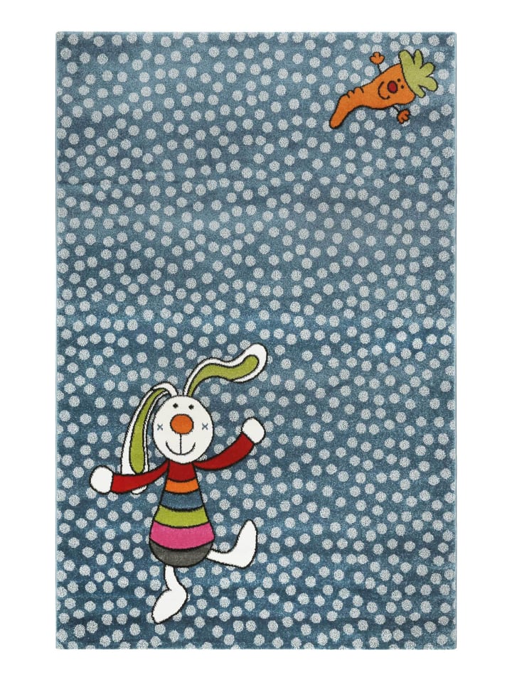 Sigikid Kinderteppich Rainbow Rabbit in blau weiß günstig kaufen 80 x 150 cm
