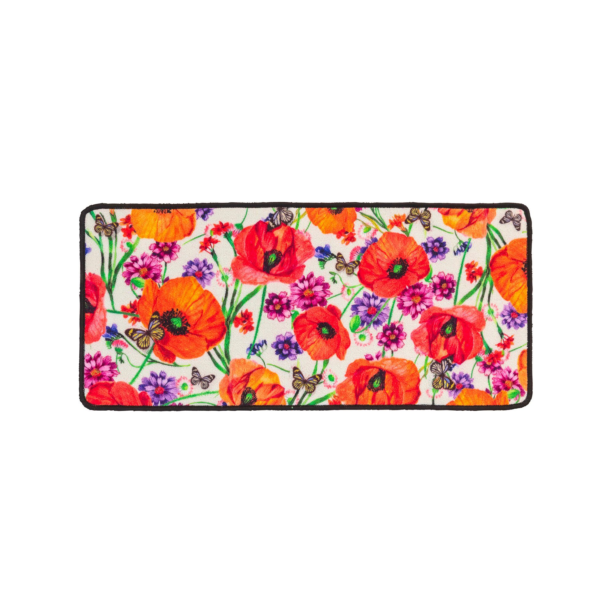 Tapis cuisine motif fleurs