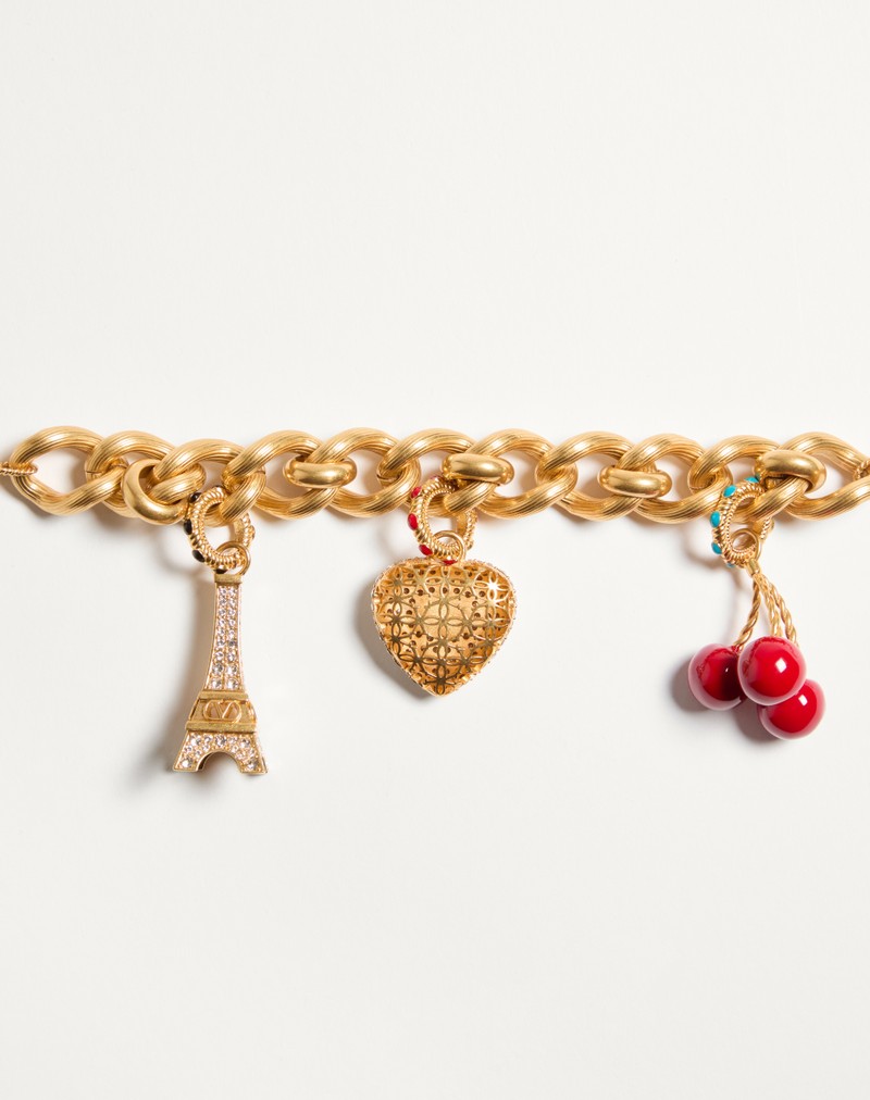 Pulseira Chez Valentino em metal, esmalte e cristais Swarovski®