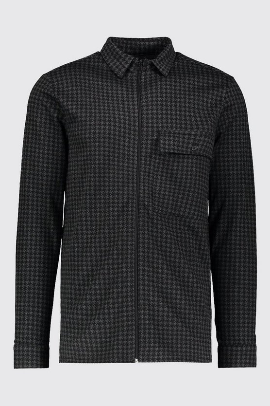 Jacqaurd Hahnentritt Overshirt mit Reißverschluss