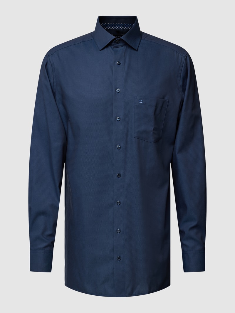 Modern Fit Business-Hemd mit Knopfleiste Modell 'Global' in marineblau