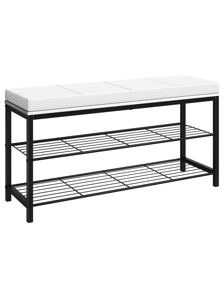 VCM  Metall Holz Sitzbank Schuhregal Schuhbank Taliro in Weiß günstig kaufen onesize