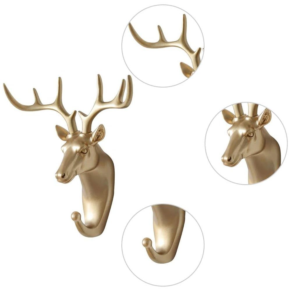 Sarfly Wandhaken Hirschköpfe Deko Wandhaken Garderobenhaken, (2-St., Hirschhaken Wandmontage), Für Aufhängen von Mänteln, Schals, Taschen, Handtüchern