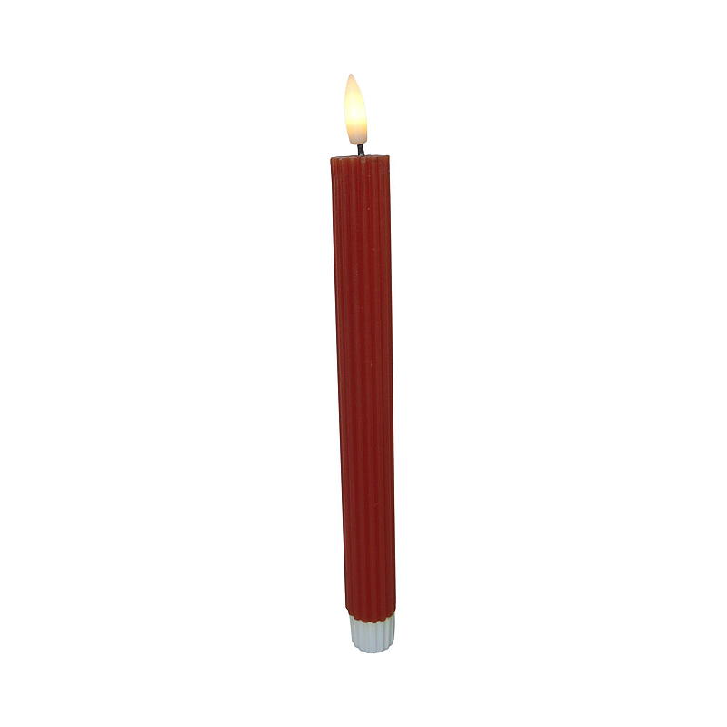 Vie Selected Kronelys 2-pk 24 cm rille LED timer rust