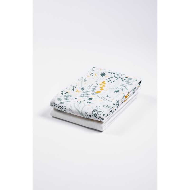 Set de 2 langes emmaillotage en Coton Bio à motifs Yukari