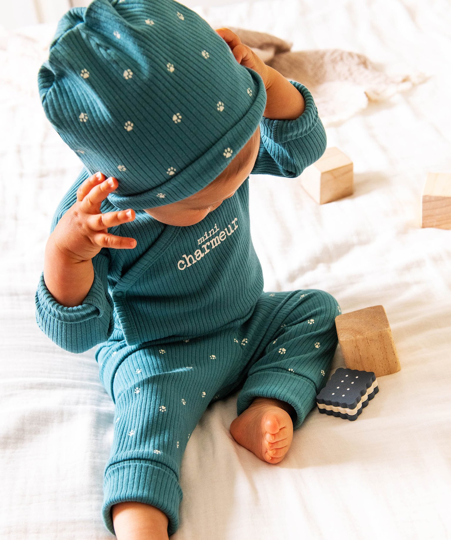 Ensemble de naissance évolutif 3 pièces : body + legging +... bleu | GEMO