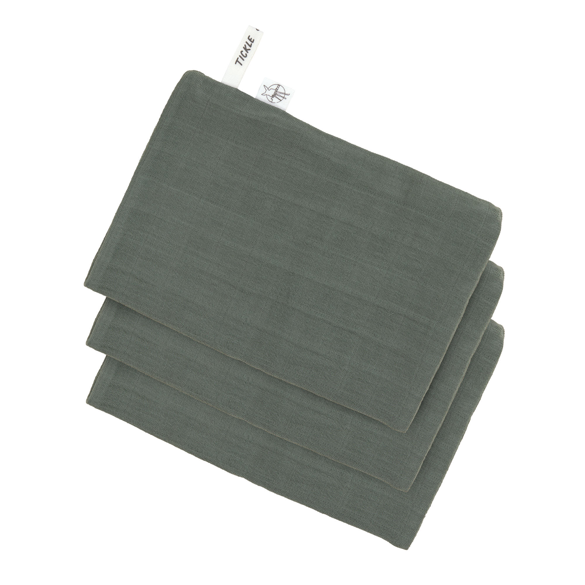 Mull Waschlappen Baby 3er Set, Petrolgrün