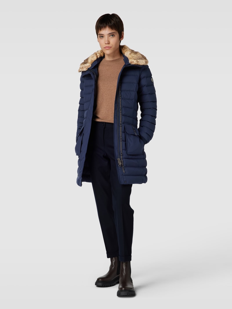 Funktionsjacke mit Kunstfellbesatz Modell 'ABENDSTERN' in marineblau