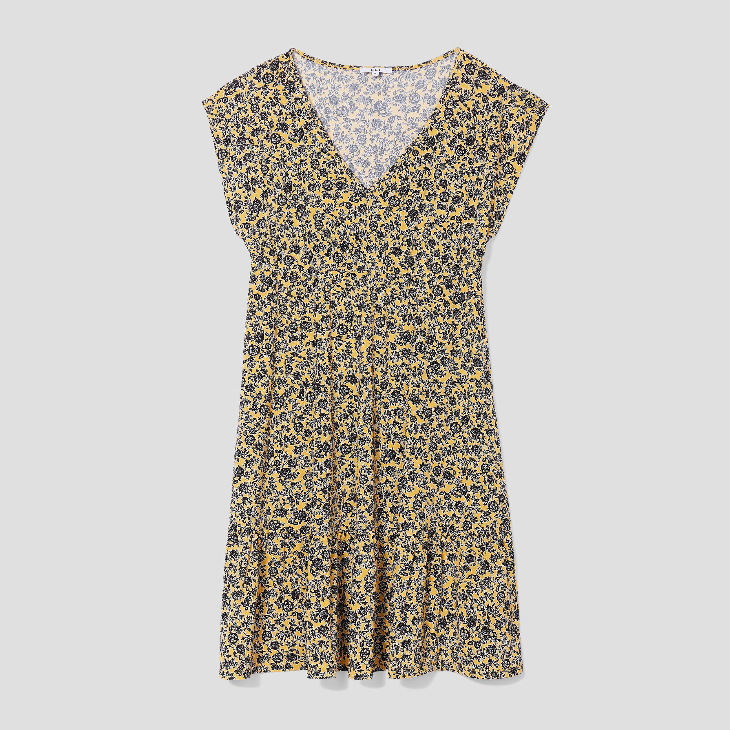 Robe évasée manches courtes jaune moutarde femme | La Halle