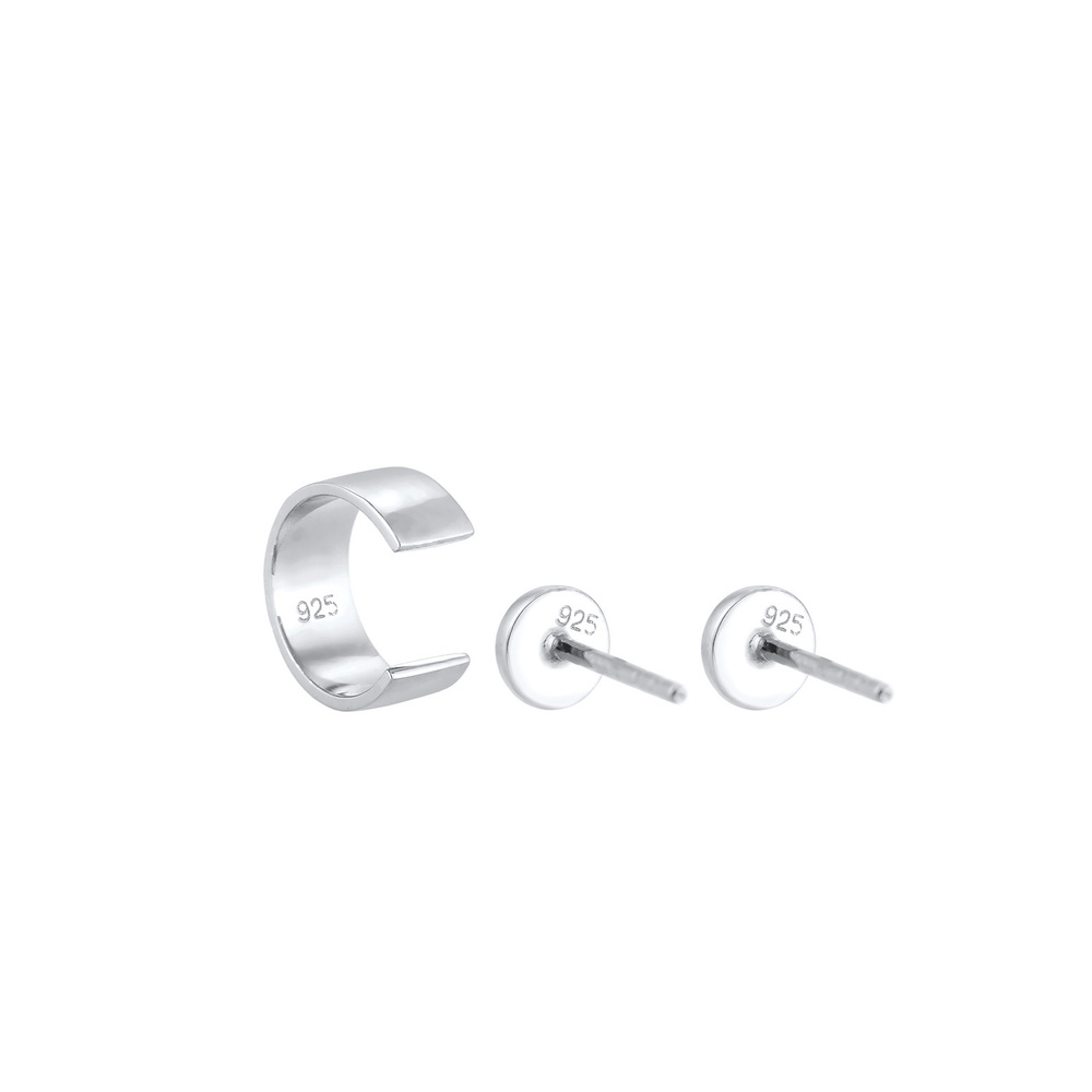 Elli Elli Boucles d'Oreilles Set Earcuff Basic Minimal Géo Clous d'Oreille Femme - (92 Boucles d'oreilles