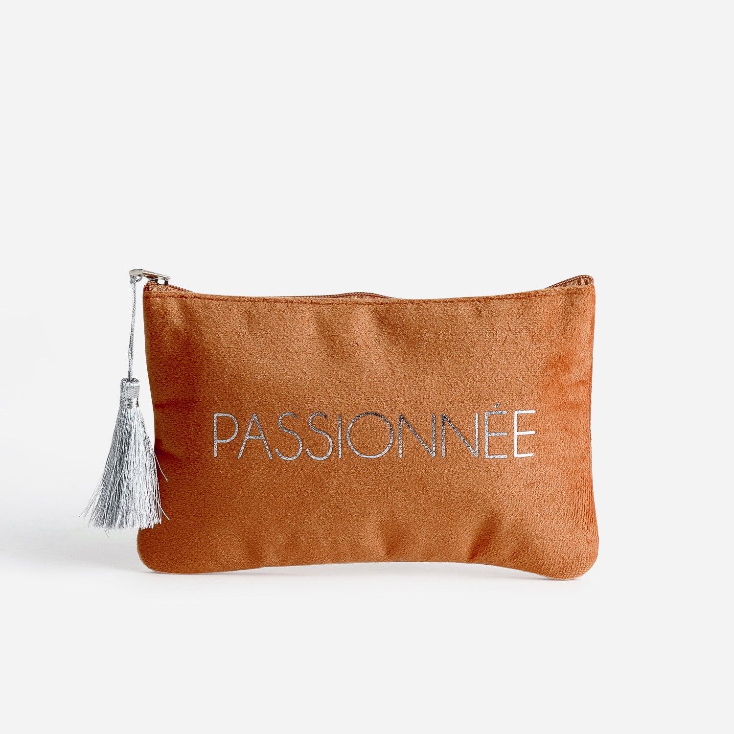 Pochette TEXTO orange en velours à message