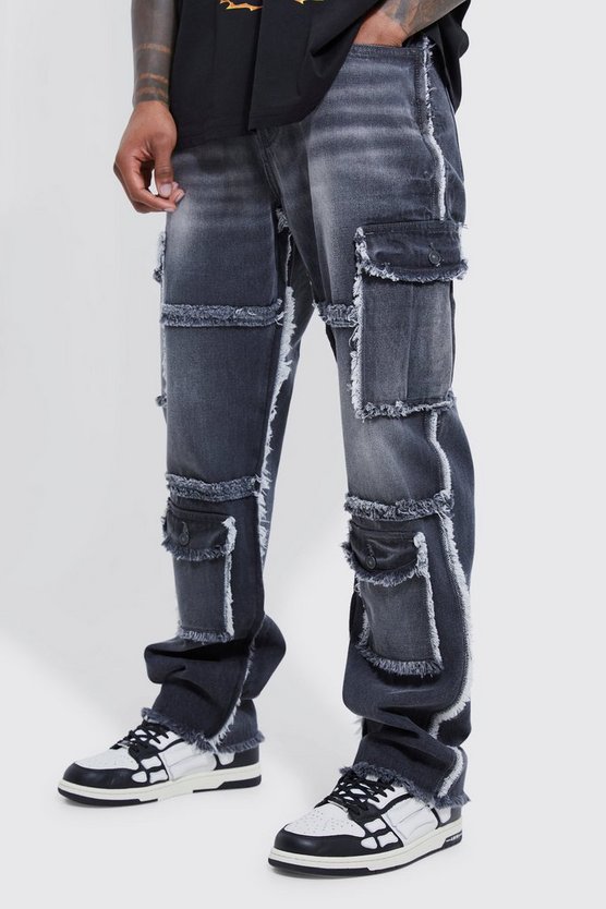 Lockere ausgefranste Cargo-Jeans