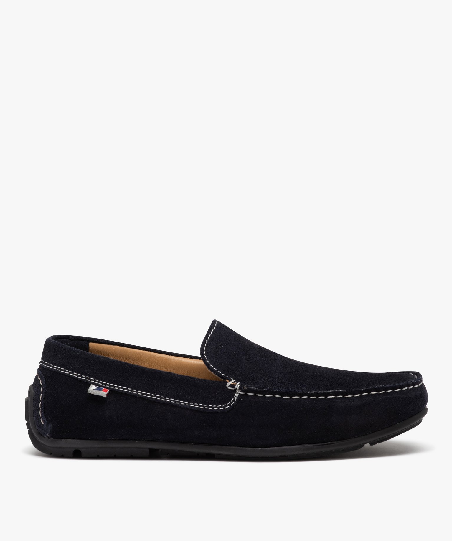 Mocassins homme unis en cuir velours marine | GEMO