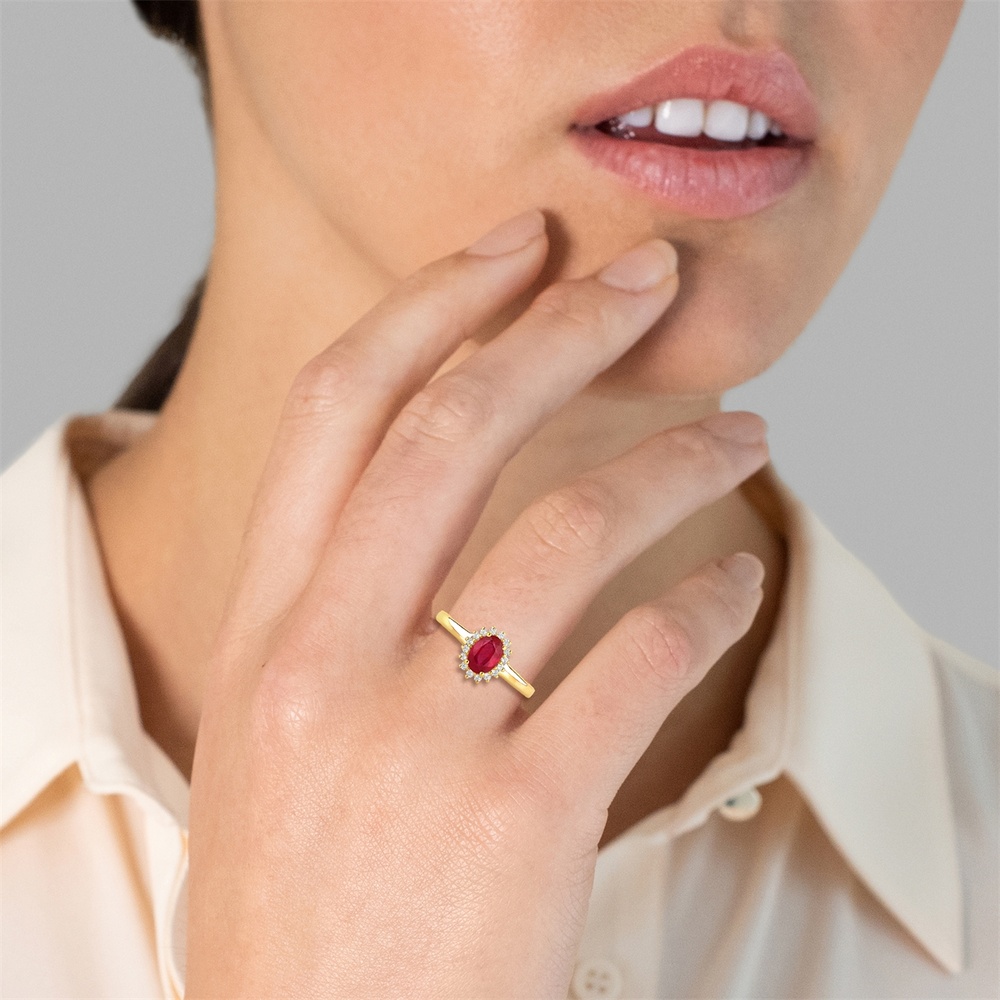 Rafaela Donata Bague Argent sterling Rubis (verre rempli) en Or jaune Bague
