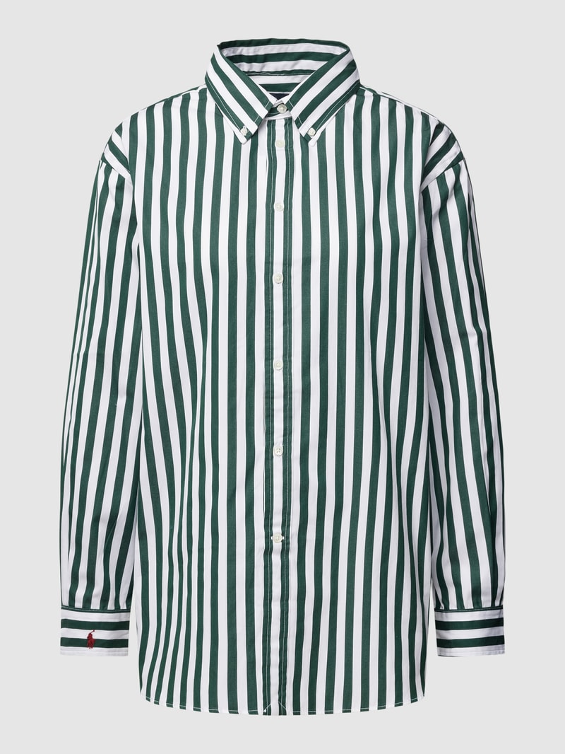 Bluse mit Streifenmuster in olivgrün