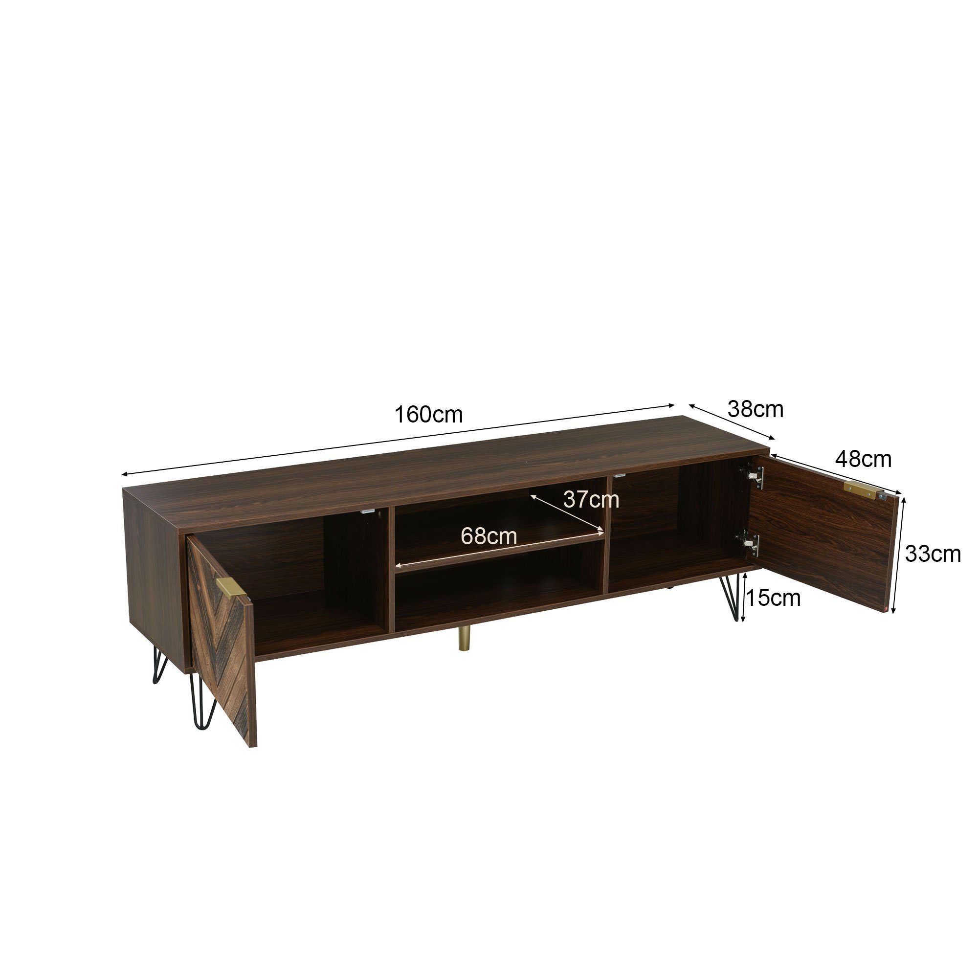 HAUSS SPLOE TV-Schrank TV-Lowboards TV Schrank Fernsehschrank TV-Tisch (160x38x48 cm)