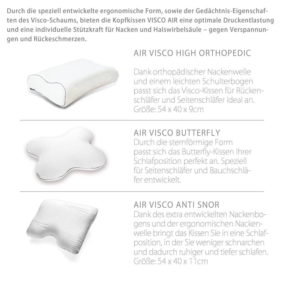 Nackenstützkissen Visco Air High Orthopedic, SEI Design, Bezug: Thermoregulierender Bezug, Rückenschläfer, Seitenschläfer, Bauchschläfer, Viscoelastischer Memory-Schaum - deutscher Qualitätsschaum von BASF
