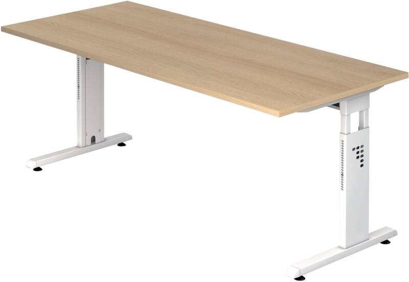 Hammerbacher Schreibtisch VOS19/E/W Eiche, Weiß 1.800 x 800 x 650 mm