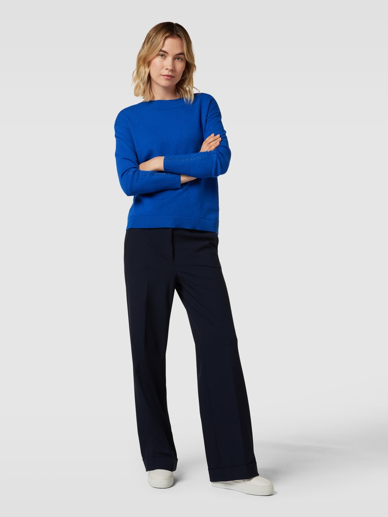 Strickpullover aus Viskose-Mix mit Strasssteinen in royalblau