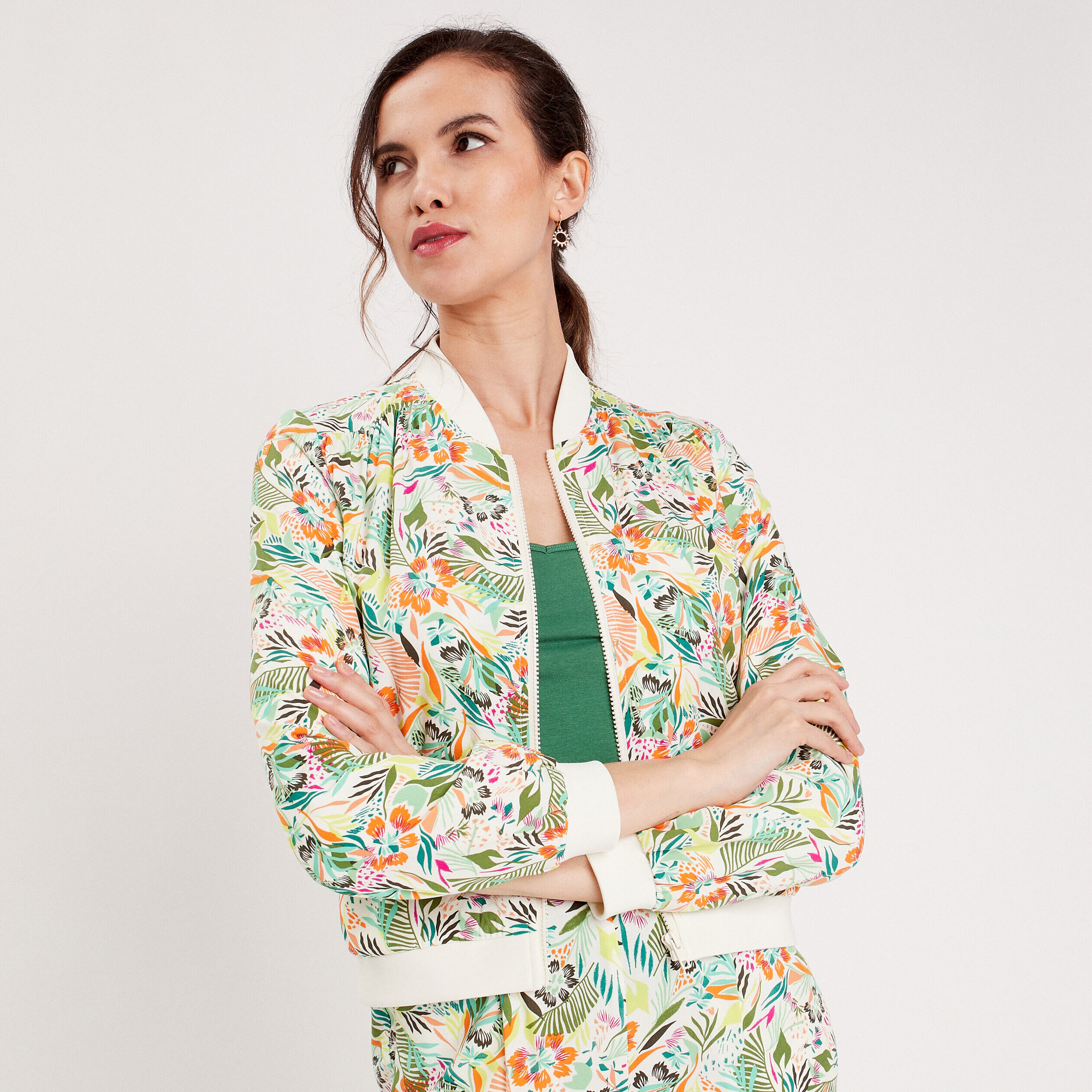 Veste teddy droite zippée blanc femme | Cache Cache